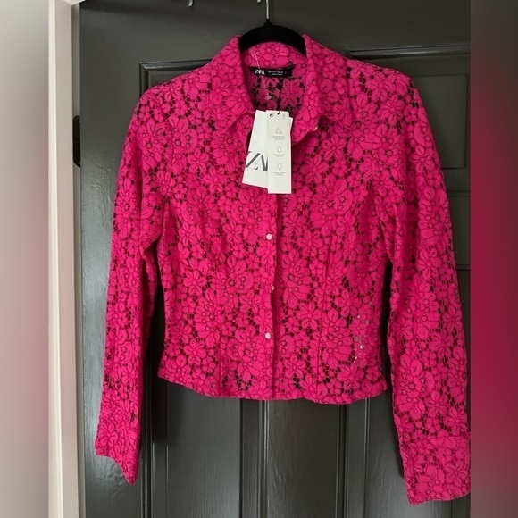 Nwt Zara lace and pearl pink Barbie blouse - Picture 1 of 1